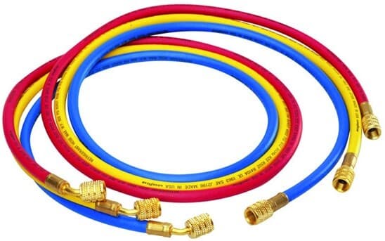 მრავალმხრივი შლანგი1/4″1,5m 3St.R22 R134a R407C R404A  სამაცივრო და კონდიცირების სისტემებისთვის