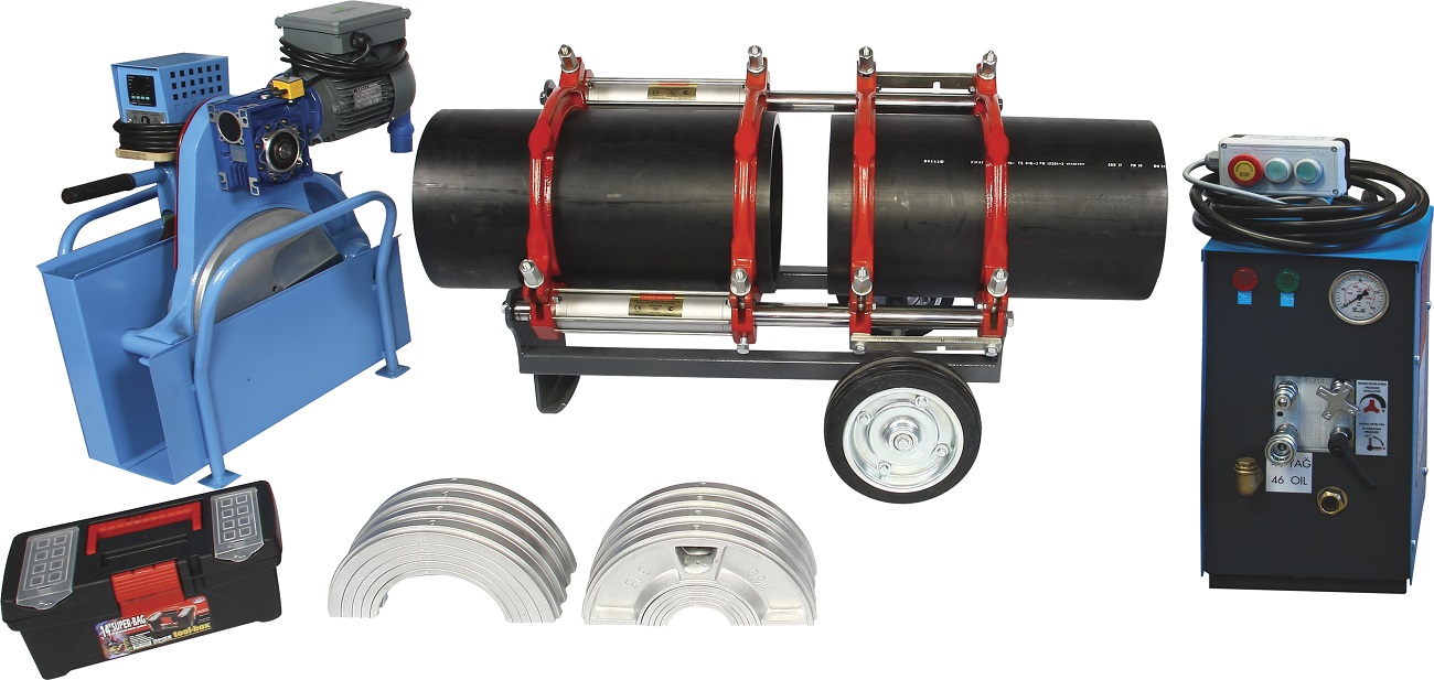 მანქანები და მოწყობილობა პოლიმერული მილების შესადუღებლად